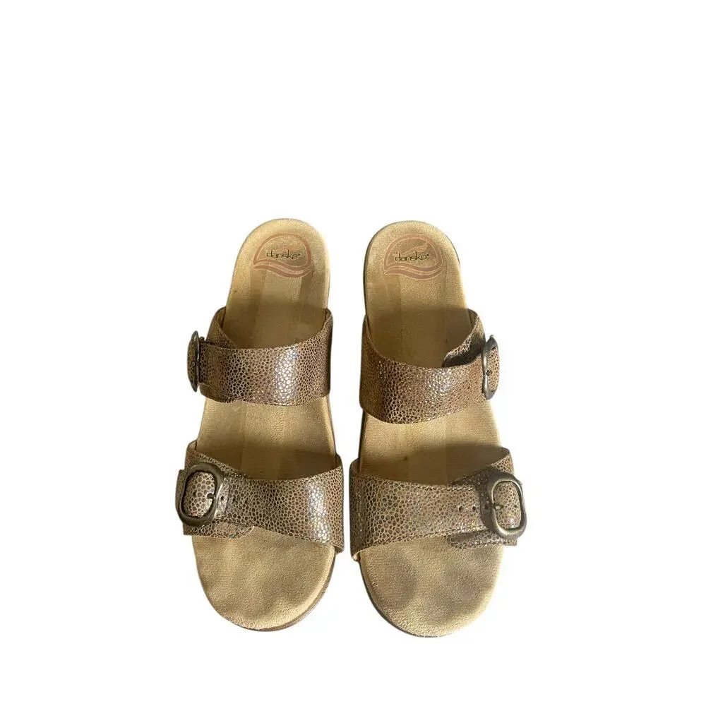 Dansko Women’s Sophie Iridescent Brown Heeled Slide Sandals Size-40 US-10
